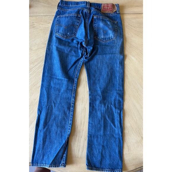 VTG Levis Button Fly 501 Jeans Mens 30x30 Blue Pants Straight Distressed Faded - Picture 4 of 13